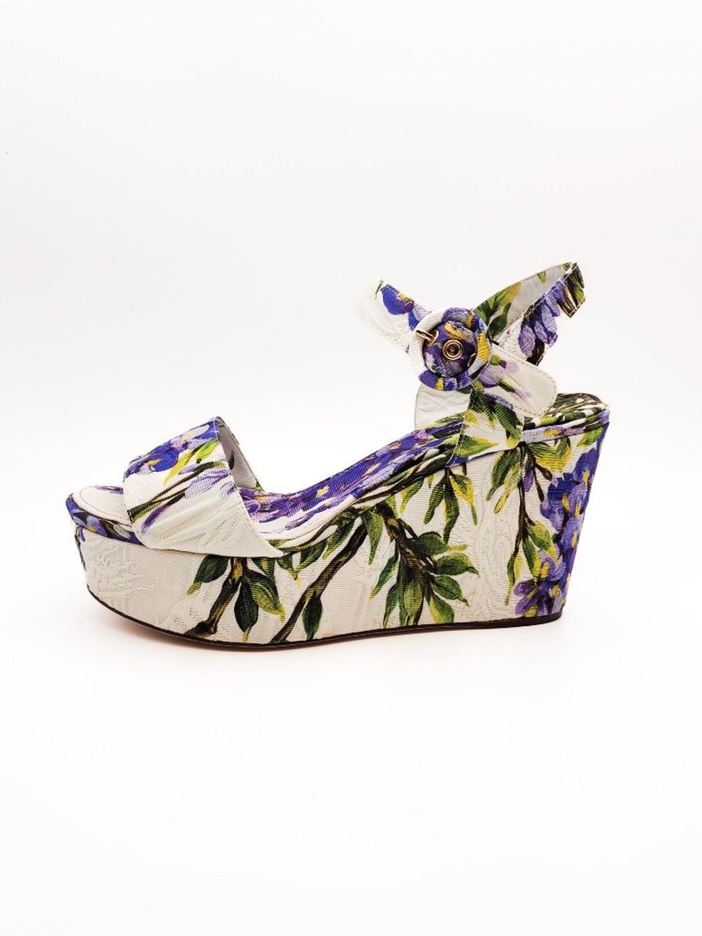 Dolce & Gabanna Jacquard Floral Platform Wedge Sandals EU 37 - Picture 2 of 9